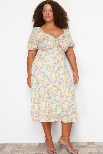 Trendyol Curve Multicolored Floral Patterned Woven Dress TBBSS23AH00091
