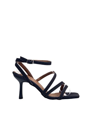 bescobel Yerhan Black Denim Women's Sandals - 8 cm 9902