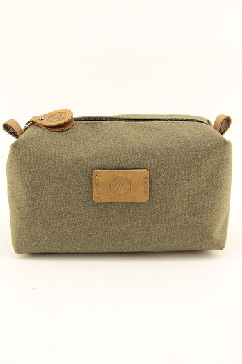 HNB Men's Khaki Canvas Waterproof Shaving Bag
