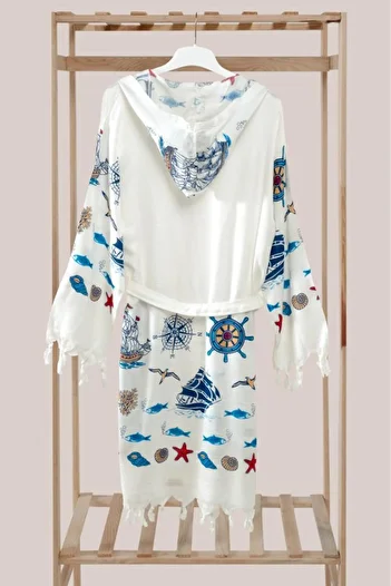 Mulberry Rochie de plajă din bambus cu glugă marine Halat de baie