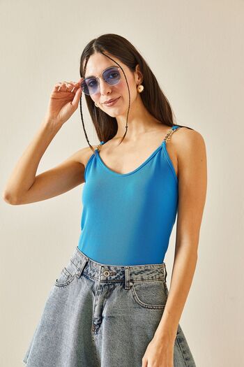 XHAN Mavi Zincirli Askılı Bluz 5YXK2-48380-12