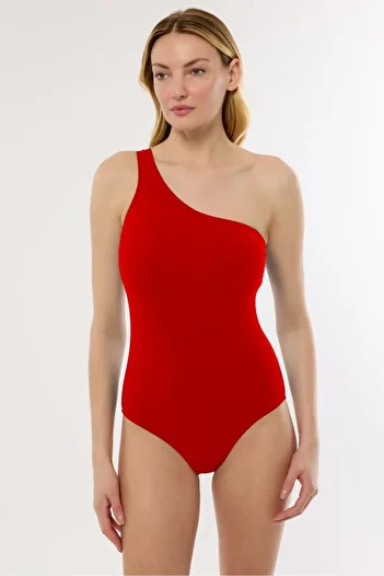 AYYILDIZ 3018 Red One Shoulder Swimsuit