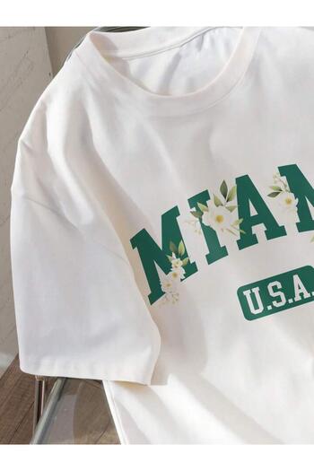 AFROGİYİM Unisex Daisy Miami Printed Oversize T-shirt
