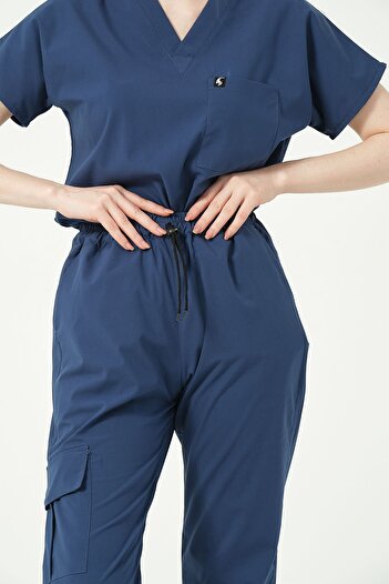 Pratik Medikal Blue Lycra Storm - Buzunar cargo unisex, uniformă pentru medic și asistentă