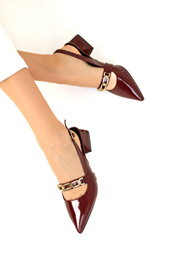 SOHO Claret Red Patent Leather Women's Classic Heeled Shoes 19106