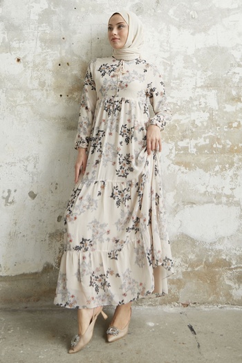InStyle Φόρεμα σιφόν Lavi Tassel Detail - Εκρού