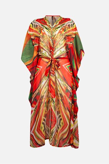 AYYILDIZ 4800 Orange Patterned Beach Dress