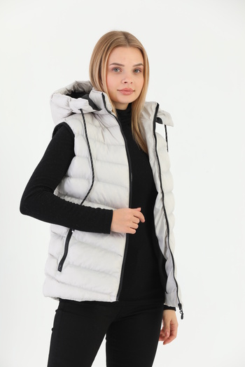 B.HE.Z Women's Gel Padding Cross Model Zippered Removable Hood Vest