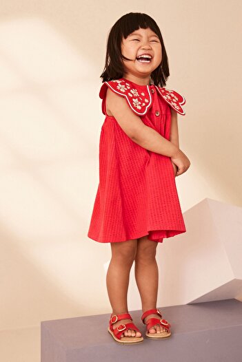 Next Baby Red Floral Patterned Cotton Dress