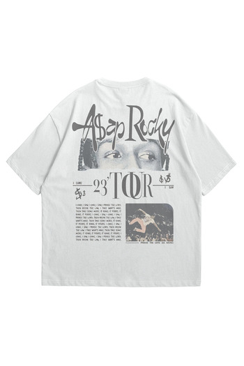 Stadium Μπλουζάκι White Asap Printed Oversize Crew Neck T-shirt - Unisex, κοντομάνικο