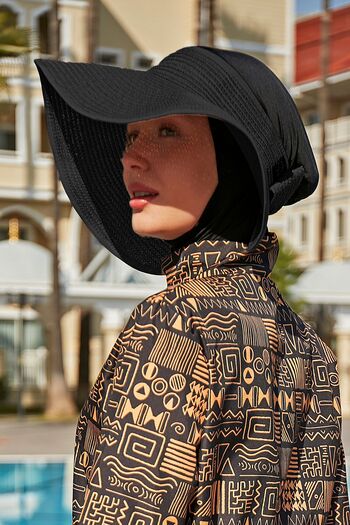 Remsa Mayo Remsa Bow Foldable Visor Straw Hat Sunscreen Visor RŞ-78 Black