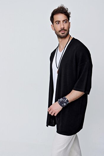 CHUBA Erkek Rahat Kalıp Triko Kimono Siyah 22sm211