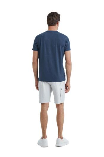 Blackspade Men's Navy Blue Pajama Set with Short Sleeve Shorts C8T0N5O04-