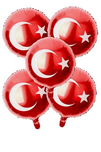 Parti dolabı 5 Ad Flag Foil Red Balloon Turkish Flag Printed 23 April 19 May Ornament Turkish Flag 45cm