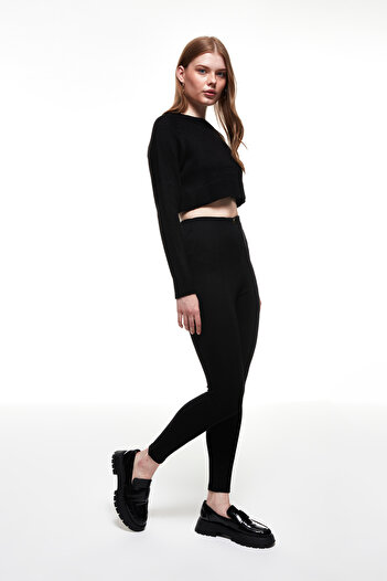 Quzu Button Detailed Tights Black
