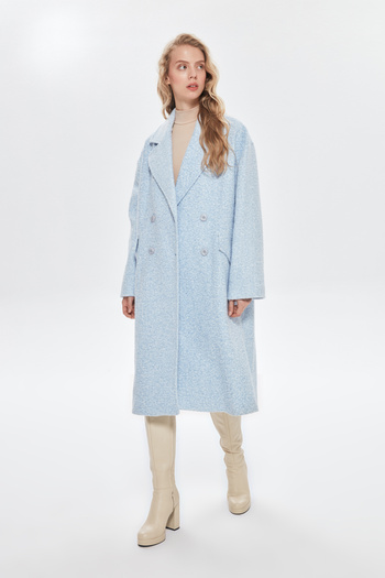 Quzu Γκρι Oversize Παλτό Μπλε