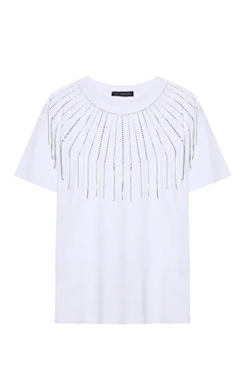 Quzu Tričko Crew Neck s kamennými doplňky bílé