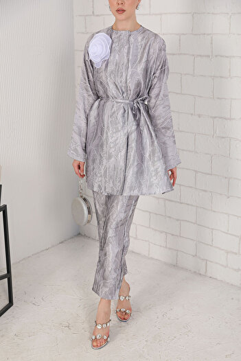 Melike Tatar SILVER Jacquard Suit 32-3034