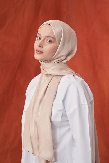 ARMANDA Beige Italian Jacquard Stripe Patterned Shawl