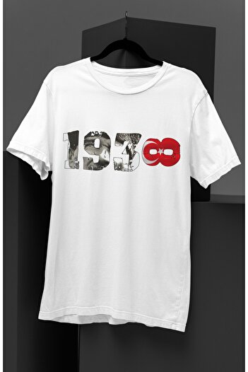 Fuddy Moda 1938 Τυπωμένο μπλουζάκι Unisex, Ανδρικά-Γυναικεία Μπλουζάκι με στάμπα Mustafa Kemal Atatürk