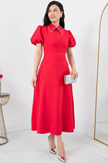 PULLIMM Stone Detailed Baby Collar Dress - JNL2073