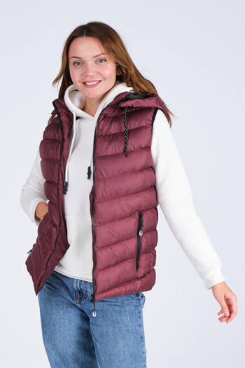 B.HE.Z Women's Gel Padding Cross Model Zippered Removable Hood Vest