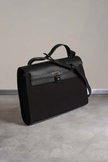Çantacımstore Жіноча шкіряна сумка з деталізованим полотном BlackBlack