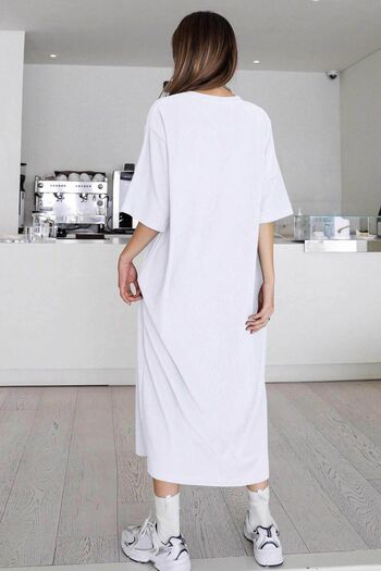 MODAGEN Women's Crew Neck Long Straight Dress