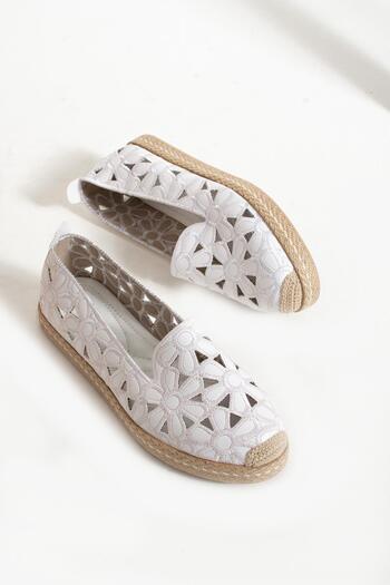 HVZ Exclusive Γυναικεία ψάθινη σόλα με μοτίβο Espadrille με λουλουδάτο μοτίβο