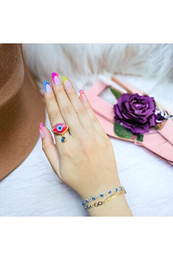nazarboncuğu Handmade Glass Figured Adjustable Glass ring