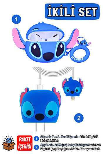 EWEC İkili Set - Pro 2. Nesil Stitch Kılıf ve Iphone 18-20W Şarj Adaptörü Uyumlu Stitch Şarj Başlığı
