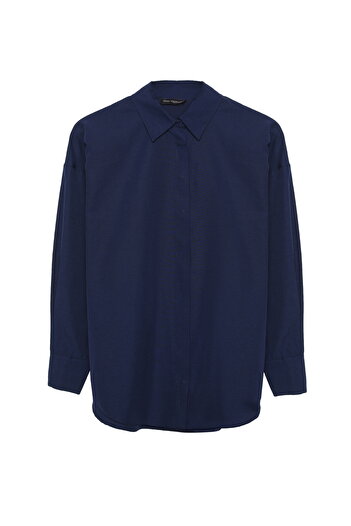 Quzu Oversize Shirt Navy Blue