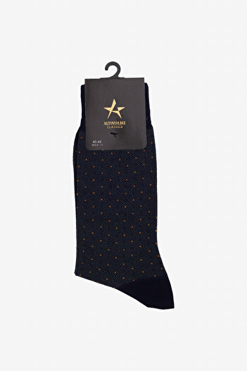 ALTINYILDIZ CLASSICS Men's Navy Blue-Grey Patterned Bamboo Socket Socks