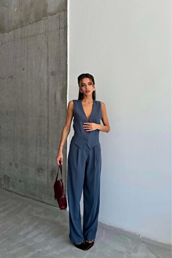 Eka Γυναικείο παντελόνι Indigo Palazzo 1017-0001