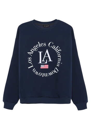 Quzu Εκτύπωση Λεπτομερής φούτερ Navy Blue