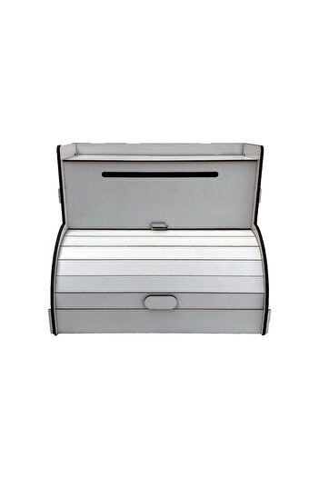 dehaberk White Wooden Bread Box - Bread Storage Cabinet with Lid, Bread Box