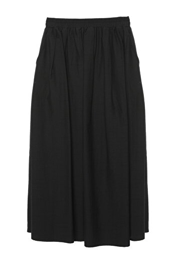 Quzu Pocket Detailed Voluminous Skirt Black