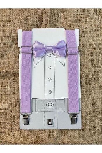 NEKİBUKİ Lilac 1-9 Years Old Trouser Suspender Bow Tie Set