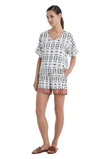 Blackspade Women's Short Sleeve Printed Pajamas Set with Shorts C4T8N3O15-