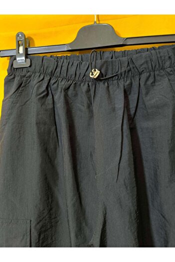 Sublime Butik Siyah Kargo Cepli Unisex Paraşüt Pantolon