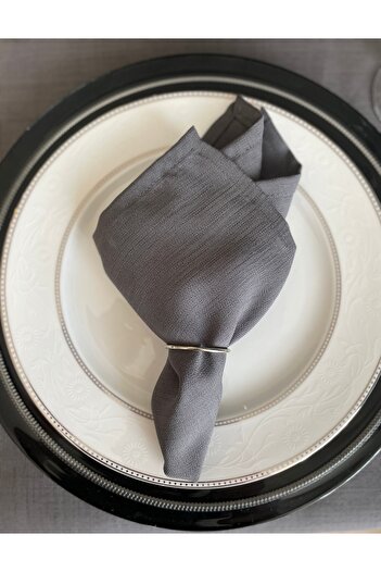Decamor home 6 Pack Linen Textured Smoked Gray Napkin Fabric Napkins