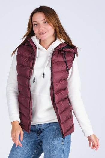 B.HE.Z Women's Gel Padding Cross Model Zippered Removable Hood Vest