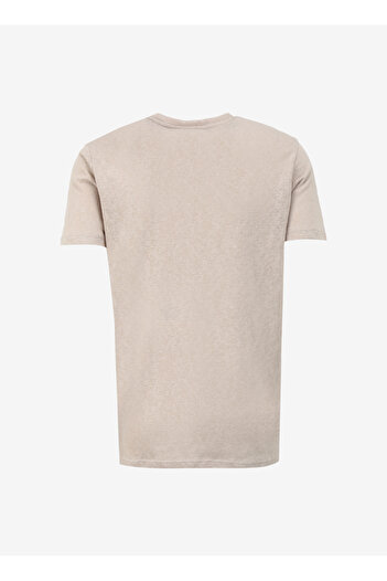 Jeep Bisiklet Yaka Baskılı Bej Erkek T-Shirt C4SM-TST4600