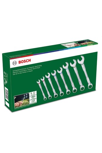 Bosch Ratchet Combined Wrench Set 8 Pieces 1600 A02 7PS