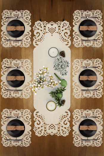 Filamente Custom Tableware / Runner 6 Piece American Service Set / Laser Cut