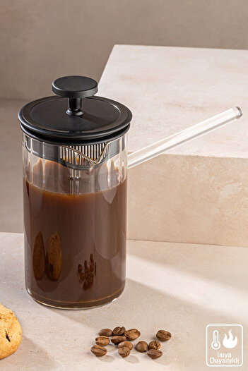 Meleni Home Ateşe Dayanıklı Borosilikat Cam Frenchpress - Bitki Çayı Filtre Kahve Demliği 450 Ml