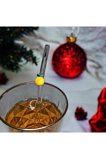 nazarboncuğu Set of 6 Glass Lemon Figured Straws