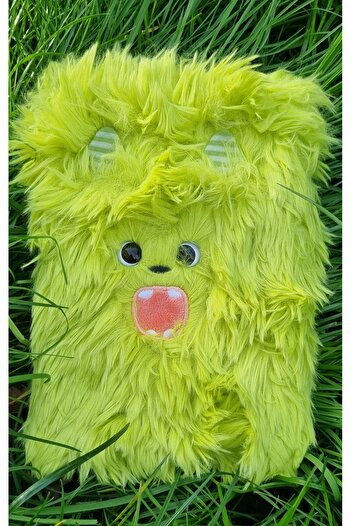 Modellino Long Furry Plush Keepsake Book Memory Daily Striped Diary Notebook - 1 Piece with Color Options