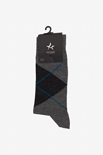 ALTINYILDIZ CLASSICS Men's Gray-Anthracite Patterned Bamboo Socks