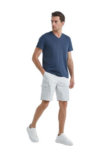 Blackspade Men's Navy Blue Pajama Set with Short Sleeve Shorts C8T0N5O04-